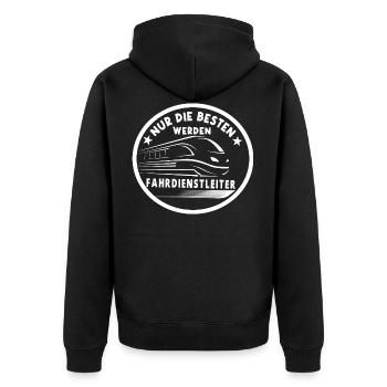 Fahrdienstleiter , Eisenbahner , Sprüche Geschenke - Unisex Premium Bio Zip Hoodie - Schwarz - Hinten - Nico (187cm)
