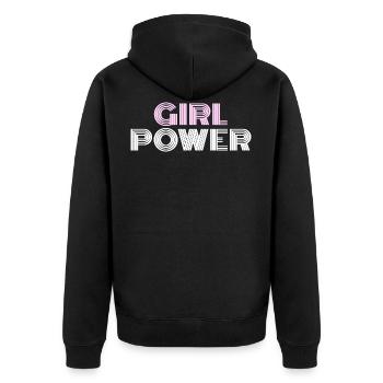 GIRL POWER (vintage Police) - Veste à capuche bio Premium Unisexe - noir - Dos - Nico (187cm)