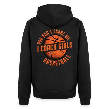 I Teach Girls Basketball Coach - Unisex Premium Bio Zip Hoodie - Schwarz - Hinten - Nico (187cm)