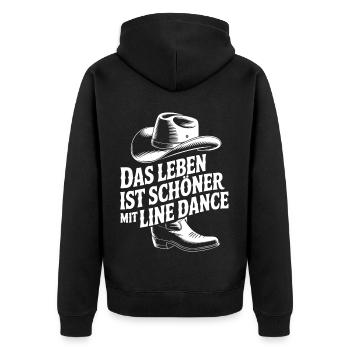 Das Leben ist schöner mit Line Dance - Unisex Premium Bio Zip Hoodie - Schwarz - Hinten - Nico (187cm)