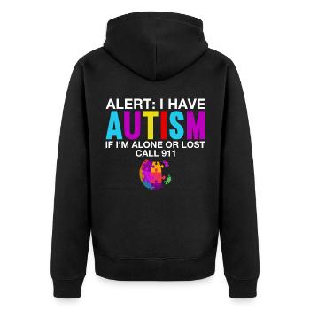 Autist Autismus Autisten Autistisch Geschenk - Unisex Premium Bio Zip Hoodie - Schwarz - Hinten - Nico (187cm)