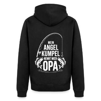 Opa und Enkel Angeln Angelbuddys. Geschenk für Opa - Unisex Premium Bio Zip Hoodie - Schwarz - Hinten - Nico (187cm)