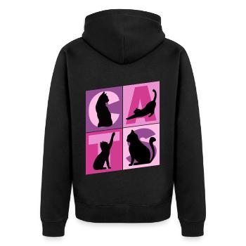 Chaton Chaton Chaton Kitty Silhouette Art - Veste à capuche bio Premium Unisexe - noir - Dos - Nico (187cm)