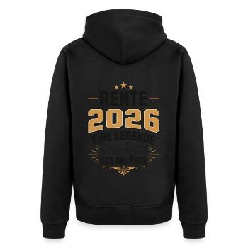 Rente 2026 Rentner Rentnerin Legende Ruhestand - Unisex Premium Bio Zip Hoodie - Schwarz - Hinten - Nico (187cm)