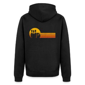 Bowling Retro Bowler Kegeln Geschenk - Unisex Premium Bio Zip Hoodie - Schwarz - Hinten - Nico (187cm)