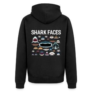 Shark - Unisex Premium Bio Zip Hoodie - Schwarz - Hinten - Nico (187cm)