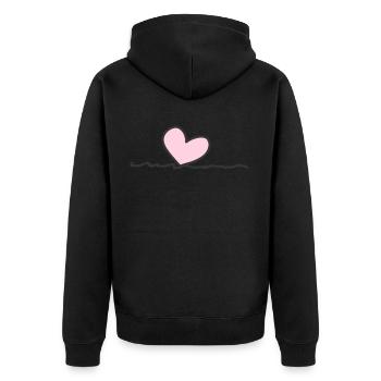 ligne de coeur rose - Veste à capuche bio Premium Unisexe - noir - Dos - Nico (187cm)