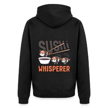 Japanese Food Lover Sushi Whisperer Sushi - Unisex Premium Bio Zip Hoodie - Schwarz - Hinten - Nico (187cm)