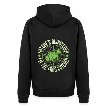 Frog Catcher Nature´s Dispatcher Frog - Unisex Premium Bio Zip Hoodie - Schwarz - Hinten - Nico (187cm)