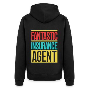 Insurance Agent Fantastic Agent Funny Insurance - Unisex Premium Bio Zip Hoodie - Schwarz - Hinten - Nico (187cm)