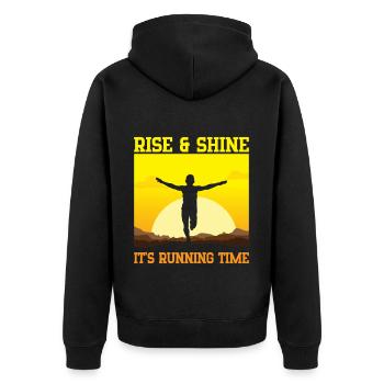 Running Rise & Shine Marathon Runner Gift - Unisex Premium Bio Zip Hoodie - Schwarz - Hinten - Nico (187cm)