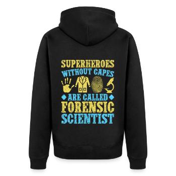 Super-héros majeurs en sciences médico-légales sans Cabes - Veste à capuche bio Premium Unisexe - noir - Dos - Nico (187cm)