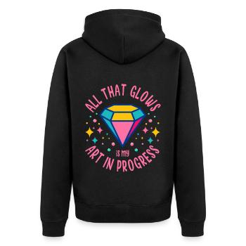Diamond Painting Artist All That Glows In Progress - Unisex Premium Bio Zip Hoodie - Schwarz - Hinten - Nico (187cm)