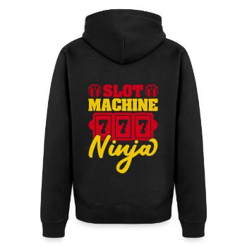 Gambling Fan Slot Machine Ninja Casino - Unisex Premium Organic Zip Hoodie - black - Back - Nico (187cm)