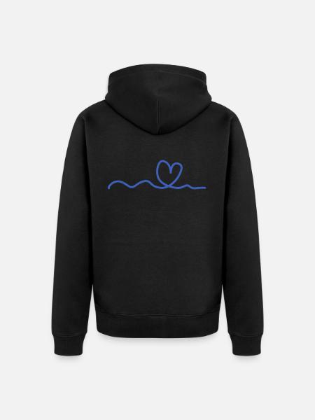 blue heart line - Unisex Premium Organic Zip Hoodie - black