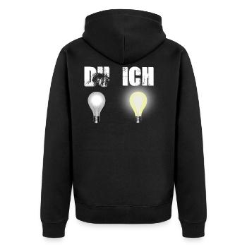 Light Bulb Smart Clever I You - Unisex Premium Organic Zip Hoodie - black - Back - Nico (187cm)