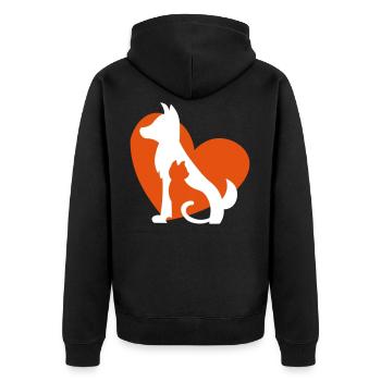 Chien chat - coeur pour animaux - idée cadeau / cadeau - Veste à capuche bio Premium Unisexe - noir - Dos - Nico (187cm)