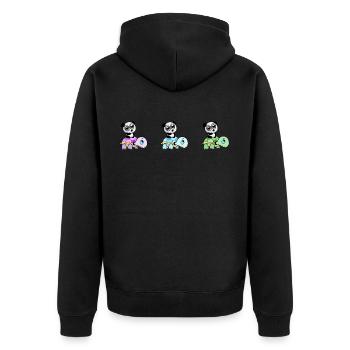 three turtles with pandas on their backs - Unisex Premium Organic Zip Hoodie - black - Back - Nico (187cm)