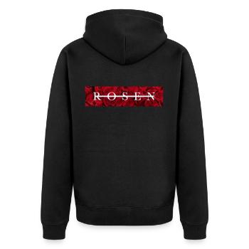 Rosen - Unisex Premium Bio Zip Hoodie - Schwarz - Hinten - Nico (187cm)