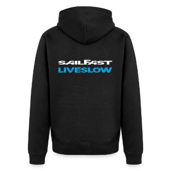 Sail Fast Liveslow blanc - Veste à capuche bio Premium Unisexe - noir - Dos - Nico (187cm)
