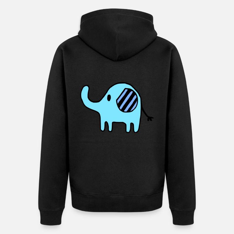 Elefant klein blau Mädchen Jungs Kinder Geschenk - Unisex Premium Bio Zip Hoodie - Schwarz