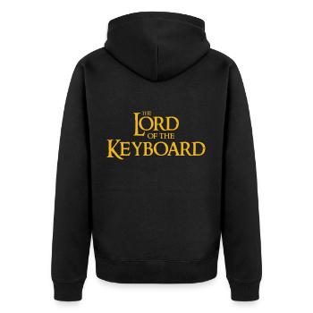 The Lord of the Keyboard Informatiker PC Nerd - Unisex Premium Bio Zip Hoodie - Schwarz - Hinten - Nico (187cm)