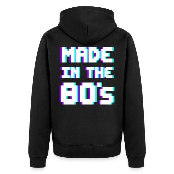 MADE IN THE 80's Eighties Original - Unisex Premium Organic Zip Hoodie - black - Back - Nico (187cm)