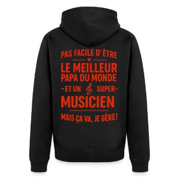 Super Papa Musicien idée cadeau fête des pères - Veste à capuche bio Premium Unisexe - noir - Dos - Nico (187cm)