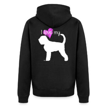 loveblackrussian - Unisex Premium Bio Zip Hoodie - Schwarz - Hinten - Nico (187cm)