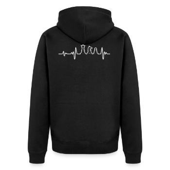 Schach Heartbeat - Unisex Premium Bio Zip Hoodie - Schwarz - Hinten - Nico (187cm)