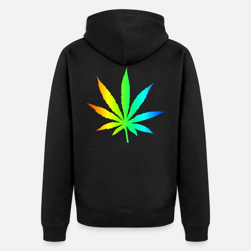 Marihuana-Blatt-Regenbogen - Unisex Premium Bio Zip Hoodie - Schwarz