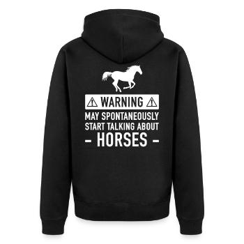 Lustiges Pferd Geschenk-Idee - Unisex Premium Bio Zip Hoodie - Schwarz - Hinten - Nico (187cm)
