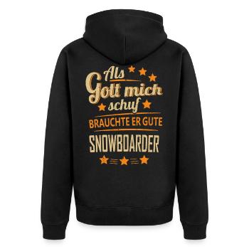 Snowboarder - T-Shirt lustige Sprüche - Unisex Premium Bio Zip Hoodie - Schwarz - Hinten - Nico (187cm)
