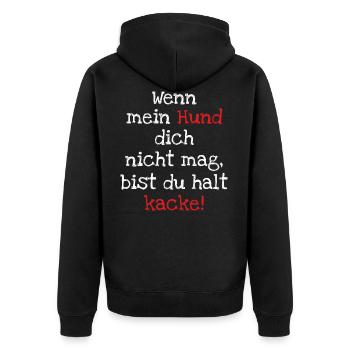 Hund - wenn mein Hund ... - Unisex Premium Bio Zip Hoodie - Schwarz - Hinten - Nico (187cm)