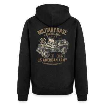 Armée américaine Jeep Legend militaire SUV - Veste à capuche bio Premium Unisexe - noir - Dos - Nico (187cm)
