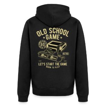 Old School Game Videogame Gaming Retro Vintage - Unisex Premium Bio Zip Hoodie - Schwarz - Hinten - Nico (187cm)