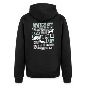 Watch Out! Smoothie W - Unisex Premium Organic Zip Hoodie - black - Back - Nico (187cm)