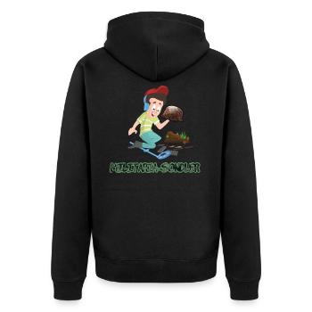 Sondeln - der Militaria-Sondler WW2 Schatzsuche - Unisex Premium Bio Zip Hoodie - Schwarz - Hinten - Nico (187cm)