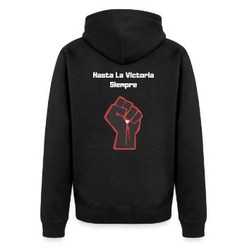 Hasta La Victoria Siempre - Unisex Premium Bio Zip Hoodie - Schwarz - Hinten - Nico (187cm)