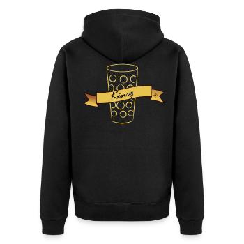 König - Unisex Premium Bio Zip Hoodie - Schwarz - Hinten - Nico (187cm)
