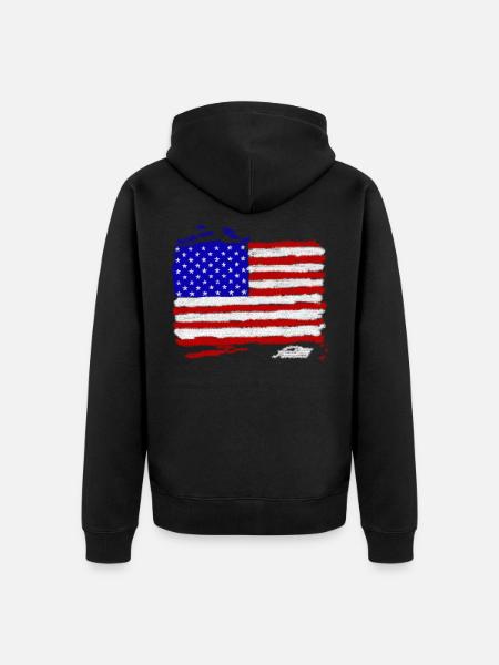 USA flag - Unisex Premium Organic Zip Hoodie - black