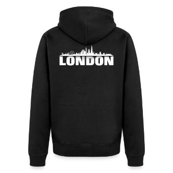 london02light - Unisex Premium Bio Zip Hoodie - Schwarz - Hinten - Nico (187cm)