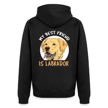 Labrador Dog - Unisex Premium Organic Zip Hoodie - black - Back - Nico (187cm)