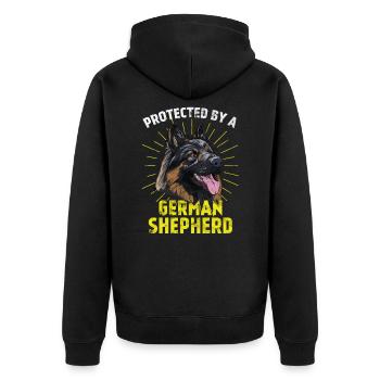 German Shepherd Dog - Unisex Premium Organic Zip Hoodie - black - Back - Nico (187cm)
