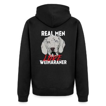 Dogs - Real men love weimaraner - Unisex Premium Bio Zip Hoodie - Schwarz - Hinten - Nico (187cm)