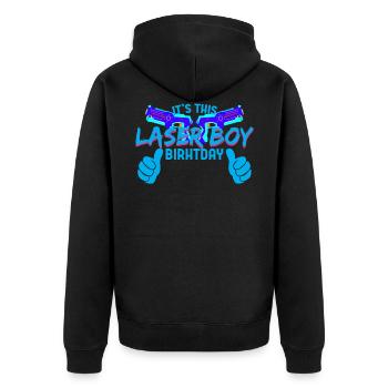 Lasertag - It's this laser boy birthday - Unisex Premium Organic Zip Hoodie - black - Back - Nico (187cm)