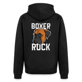International Dog Day - Boxer Dog - Unisex Premium Bio Zip Hoodie - Schwarz - Hinten - Nico (187cm)