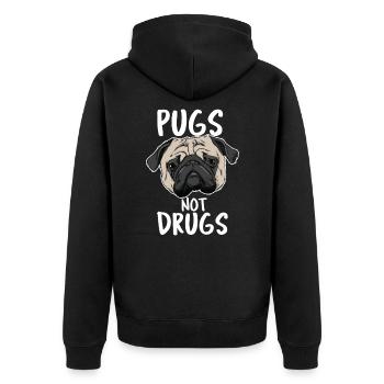 International dog day - Pugs not drugs - Unisex Premium Bio Zip Hoodie - Schwarz - Hinten - Nico (187cm)