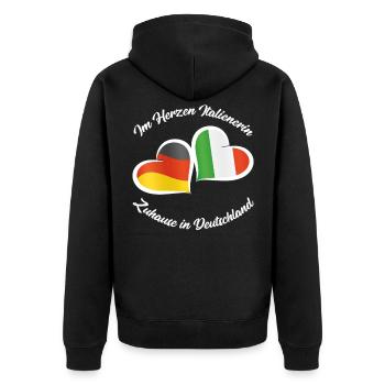 Deutschland Italien Shirt Im Herzen Italienerin - Unisex Premium Bio Zip Hoodie - Schwarz - Hinten - Nico (187cm)
