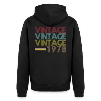 Année de naissance du millésime 1978 - Veste à capuche bio Premium Unisexe - noir - Dos - Nico (187cm)